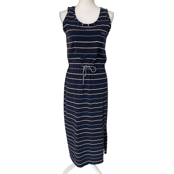 Barbour Overland Striped Drawstring Waist Dress Size 8 - Picture 1 of 10